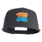 Take It Easy Graffiti Embroidered Mesh Snapback Cap - Charcoal OSFM