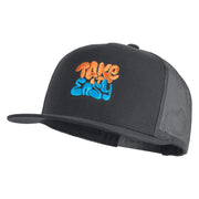 Take It Easy Graffiti Embroidered Mesh Snapback Cap - Charcoal OSFM