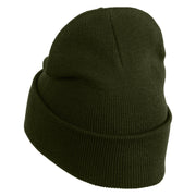 Open Sign Embroidered 12" Long Knitted Beanie - Olive OSFM
