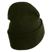 Open Sign Embroidered 12" Long Knitted Beanie - Olive OSFM