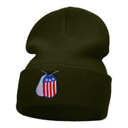 U.S. Dog Tags Embroidered Long Knitted Beanie