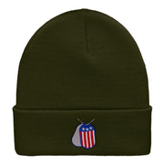U.S. Dog Tags Embroidered Long Knitted Beanie