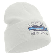 Licensed Combat Infantryman Embroidered 12 Inch Long Knitted Beanie - White OSFM