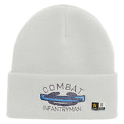 Licensed Combat Infantryman Embroidered 12 Inch Long Knitted Beanie - White OSFM