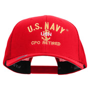 Licensed US Navy USN CPO Retired Embroidered Flexfit Mesh Trucker Cap - Red OSFM