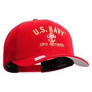 Licensed US Navy USN CPO Retired Embroidered Flexfit Mesh Trucker Cap - Red OSFM