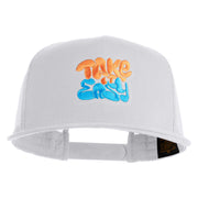 Take It Easy Graffiti Embroidered Mesh Snapback Cap - White OSFM