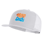 Take It Easy Graffiti Embroidered Mesh Snapback Cap - White OSFM