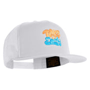 Take It Easy Graffiti Embroidered Mesh Snapback Cap - White OSFM