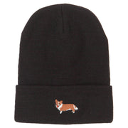 Corgi Dog Embroidered Long Beanie