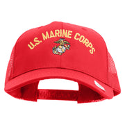 US Marine Corps Emblem Design Embroidered 6 Panel Structured Cotton Twill Mesh Cap Made in USA - Red OSFM