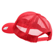 US Marine Corps Emblem Design Embroidered 6 Panel Structured Cotton Twill Mesh Cap Made in USA - Red OSFM