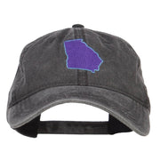 Georgia State Map Embroidered Washed Cap