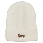 Corgi Dog Embroidered Long Beanie