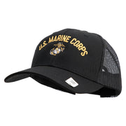 US Marine Corps Emblem Design Embroidered 6 Panel Structured Cotton Twill Mesh Cap Made in USA - Black OSFM