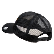 US Marine Corps Emblem Design Embroidered 6 Panel Structured Cotton Twill Mesh Cap Made in USA - Black OSFM