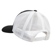 Licensed US Navy Seabee Retired Embroidered Flexfit 2 Tone Mesh Cap - Black-White OSFM