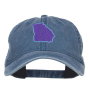 Georgia State Map Embroidered Washed Cap