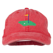 Golf Flag on the Green Embroidered Washed Cap