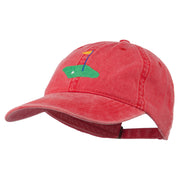 Golf Flag on the Green Embroidered Washed Cap