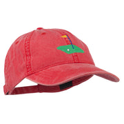 Golf Flag on the Green Embroidered Washed Cap