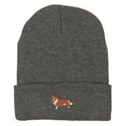 Corgi Dog Embroidered Long Beanie