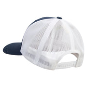 Licensed US Navy Seabee Retired Embroidered Flexfit 2 Tone Mesh Cap - Navy-White OSFM