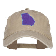 Georgia State Map Embroidered Washed Cap