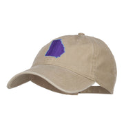 Georgia State Map Embroidered Washed Cap