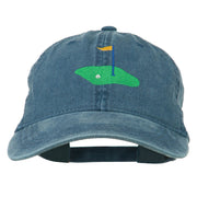 Golf Flag on the Green Embroidered Washed Cap