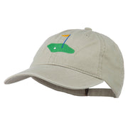 Golf Flag on the Green Embroidered Washed Cap