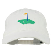 Golf Flag on the Green Embroidered Washed Cap