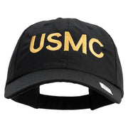 USMC Letter Embroidered 6 Panel Unstructured Cotton Twill Cap Made in USA - Black OSFM