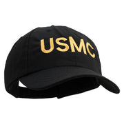 USMC Letter Embroidered 6 Panel Unstructured Cotton Twill Cap Made in USA - Black OSFM