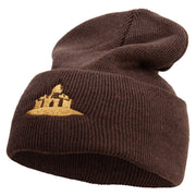 Made in USA Golden Palace Embroidered Stretch ECO Cotton Long Beanie - Brown OSFM