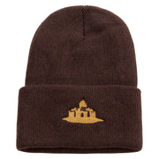 Made in USA Golden Palace Embroidered Stretch ECO Cotton Long Beanie - Brown OSFM