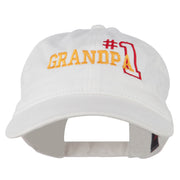 Number 1 Grandpa Outline Embroidered Washed Cotton Cap