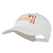 Number 1 Grandpa Outline Embroidered Washed Cotton Cap