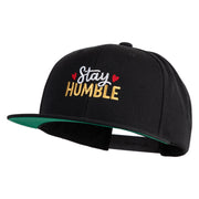 Stay Humble Hearts Embroidered Wool Blend Snapback Cap - Black OSFM