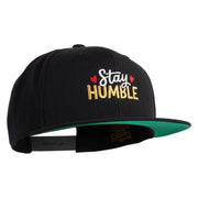 Stay Humble Hearts Embroidered Wool Blend Snapback Cap - Black OSFM