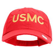 USMC Letter Embroidered 6 Panel Unstructured Cotton Twill Cap Made in USA - Red OSFM
