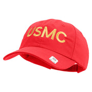 USMC Letter Embroidered 6 Panel Unstructured Cotton Twill Cap Made in USA - Red OSFM