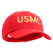 USMC Letter Embroidered 6 Panel Unstructured Cotton Twill Cap Made in USA - Red OSFM
