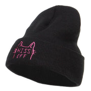 Halloween Hiss Off Embroidered Long Beanie