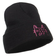 Halloween Hiss Off Embroidered Long Beanie