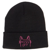 Halloween Hiss Off Embroidered Long Beanie