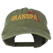 Number 1 Grandpa Outline Embroidered Washed Cotton Cap