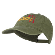 Number 1 Grandpa Outline Embroidered Washed Cotton Cap