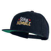 Stay Humble Hearts Embroidered Wool Blend Snapback Cap - Navy OSFM