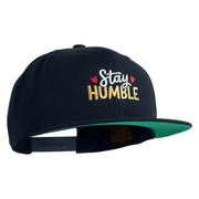 Stay Humble Hearts Embroidered Wool Blend Snapback Cap - Navy OSFM